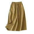 thumbnail image 2 of Maoxin Women Skirt Women‘s Casual Loose High Waisted Mid Length Pleated Split Button Pocket Skirt ,Khaki,L, 2 of 7
