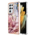 thumbnail image 2 of Compatible with Samsung Galaxy S21 Ultra Case, Fantastic Marble Patterned Phone Case Anti-Scratch Slim Hybrid Hard Plastic Bumper+Soft Silicone TPU with Ring Kickstand Bumper Shockproof Cover,Rose, 2 of 6