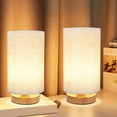 thumbnail image 2 of Small Bedside Table Lamp for Bedroom set of 2,Minimalist Wood Base & Round Fabric Shade,Mini Cute Cozy Warm Nightstand Boho Lamp set, Study Desk Night Stand Light for Room, Dorm,Nursery,Living Room, 2 of 9