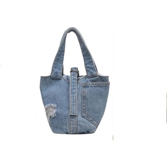 Denim Tote Bag Women Canvas Shoulder Handbag Large Capacity Bucket Portable Casual Purse