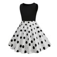 thumbnail image 5 of Toddler Spring Dress Kids Round Neck Sleeveless Polka Dot Vintage Princess Dress Toddler Dresses White 9-10Years, 5 of 6