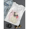 thumbnail image 3 of Cute Friend. Pug With Bowtie T-Shirt Women -Image by Shutterstock, Female Medium, 3 of 4