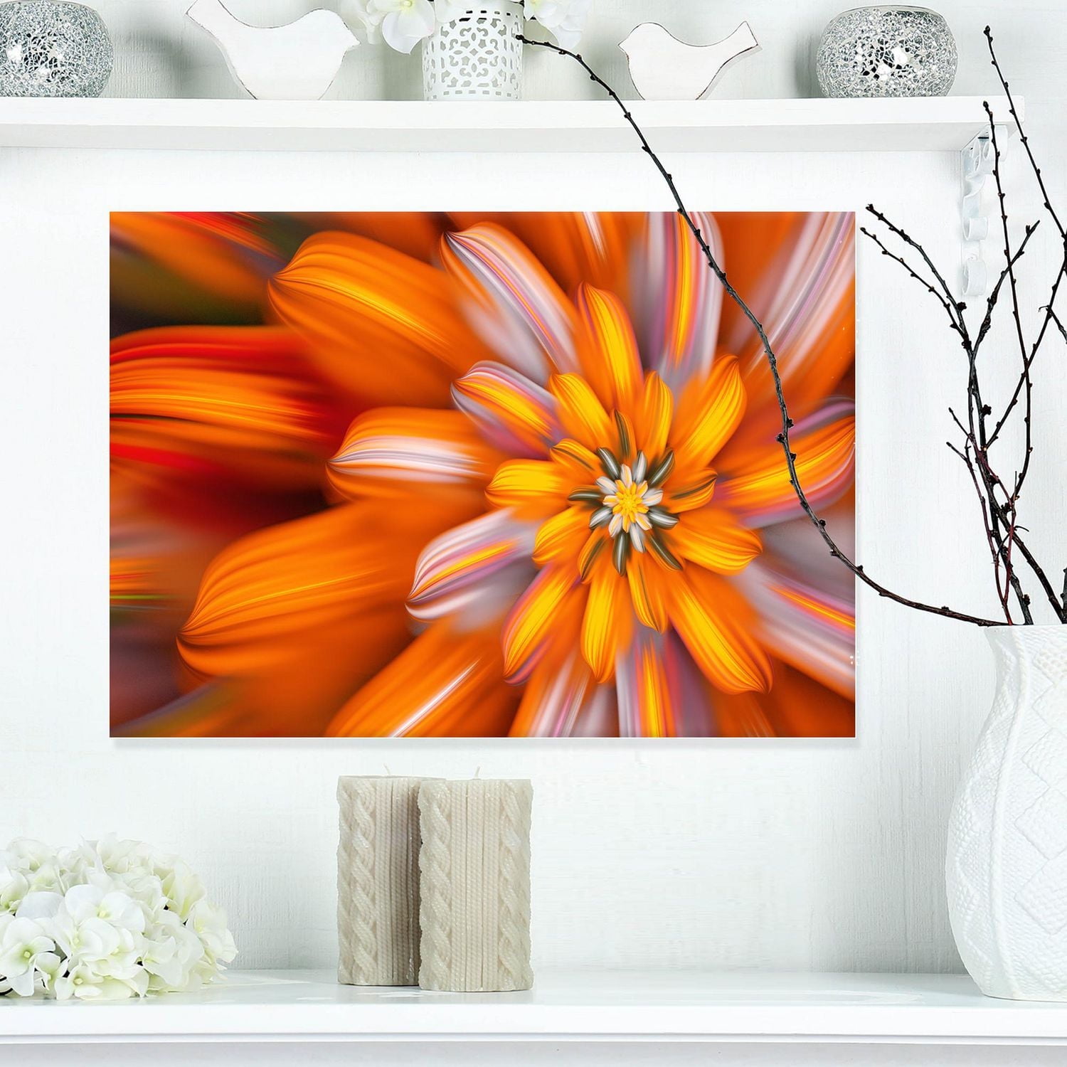 Designart Fleur fractale orange massive Art mural sur toile