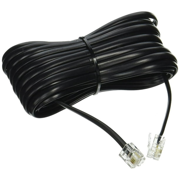 25' FT FOOT BLACK PHONE TELEPHONE EXTENSION CORD CABLE LINE WIRE WITH