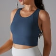 thumbnail image 6 of REORIAFEE Yoga Tank Tops for Women Sleeveless Tops Crewneck Tanks Quick Dry Crop Shirts Solid Color Pullover Shapewear Wide Strap Vest Summer Going Out Fashion Clothing Navy, 6 of 7
