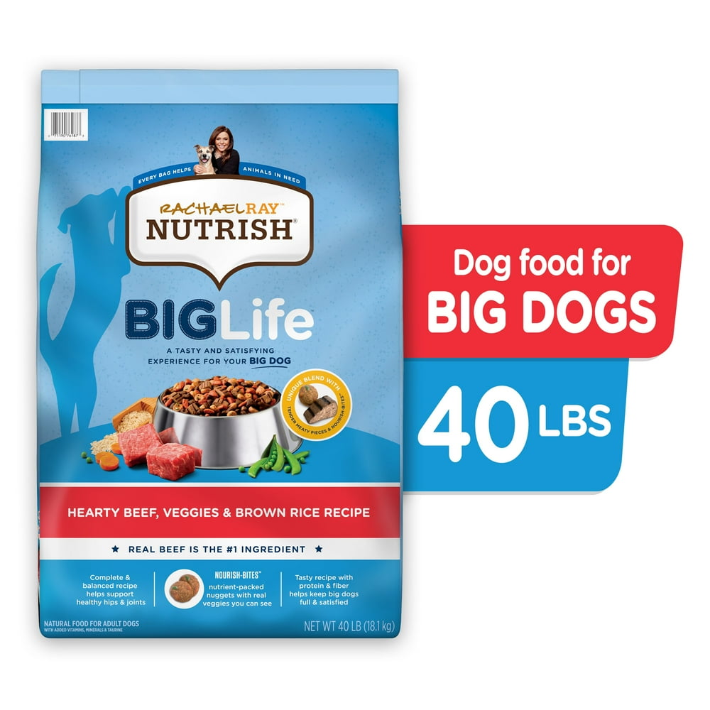 Rachael Ray Nutrish Big Life Dry Dog Food for Big Dogs, Hearty Beef, Veggies & Brown Rice Recipe