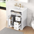 thumbnail image 2 of 24'' Bathroom Vanity with Sink, MDF & Pinewood Construction, 3 Drawers & Cabinet with 2-Tier Door Storage Rack, Soft-Close Door & Drawers, 2 of 9