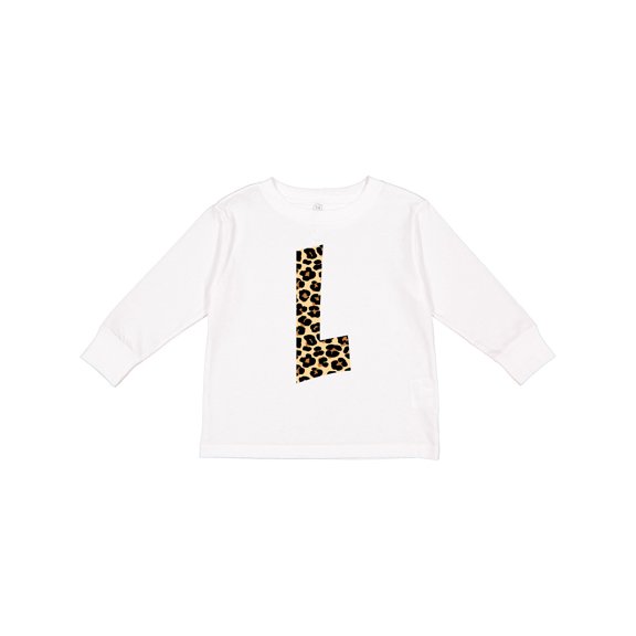 Inktastic Leopard Print Letter L Boys or Girls Long Sleeve Toddler T-Shirt