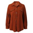 thumbnail image 6 of CILENON Long Jackets for Women Trendy Womens Corduroy Jacket Winter Shirt Turtleneck Coat Casual Jackets Warm Jacket With Button (Coffee,XL), 6 of 7