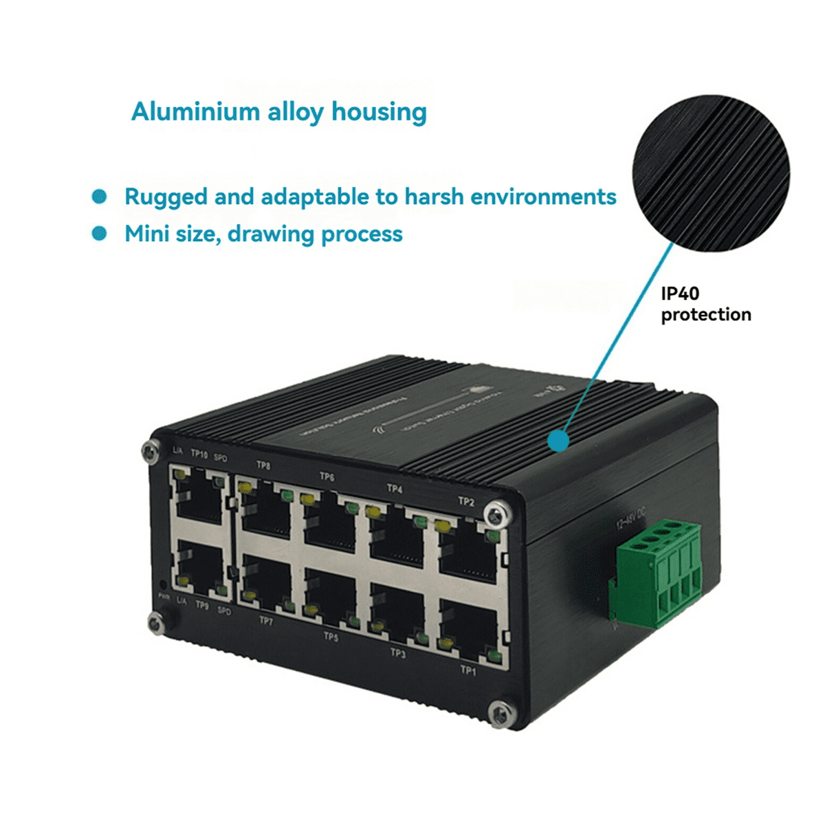 Mini Industrial 10 Port PoE Gigabit Ethernet Switch Industrial Switch Ethernet 10/100/1000Mbps RJ45 DIN Rail IP40