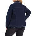 thumbnail image 3 of Agnes Orinda Women's Plus Size Button Down Chest Pocket Short Denim Jacket 2X Dark Blue, 3 of 6