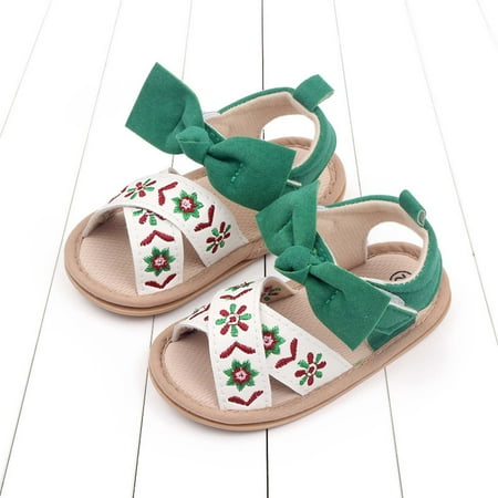 

Binmer Toddler Baby Summer Soft Bottom Casual Sandals Bowknot Embroidery Cute Princess Shoes