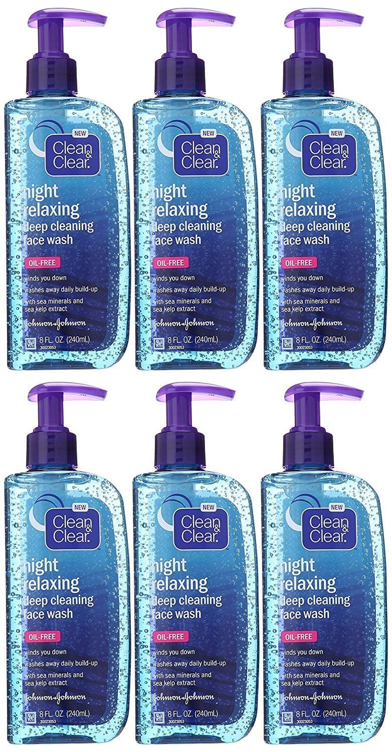 Clean & Clear Night Relaxing Deep Cleaning Face Wash, 8 oz, 6 Pack