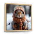thumbnail image 2 of Designart "Morning Snow Dressed Squirrel's Stroll II" Animals Framed Wall Art - Traditional Orange Squirrel Hallway Framed Wall Art Decor, 2 of 6