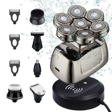 6-in-1 Waterproof Electric Head Shaver with Rotary Design & LED Display - Rechargeable Grooming Kit for Bald Men