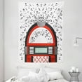 thumbnail image 1 of Jukebox Tapestry, Cartoon Party Music Antique Old Vintage Retro Box with Notes Artwork, Wall Hanging for Bedroom Living Room Dorm Decor, 60W X 80L Inches, Red Black Grey and White, by Ambesonne, 1 of 2