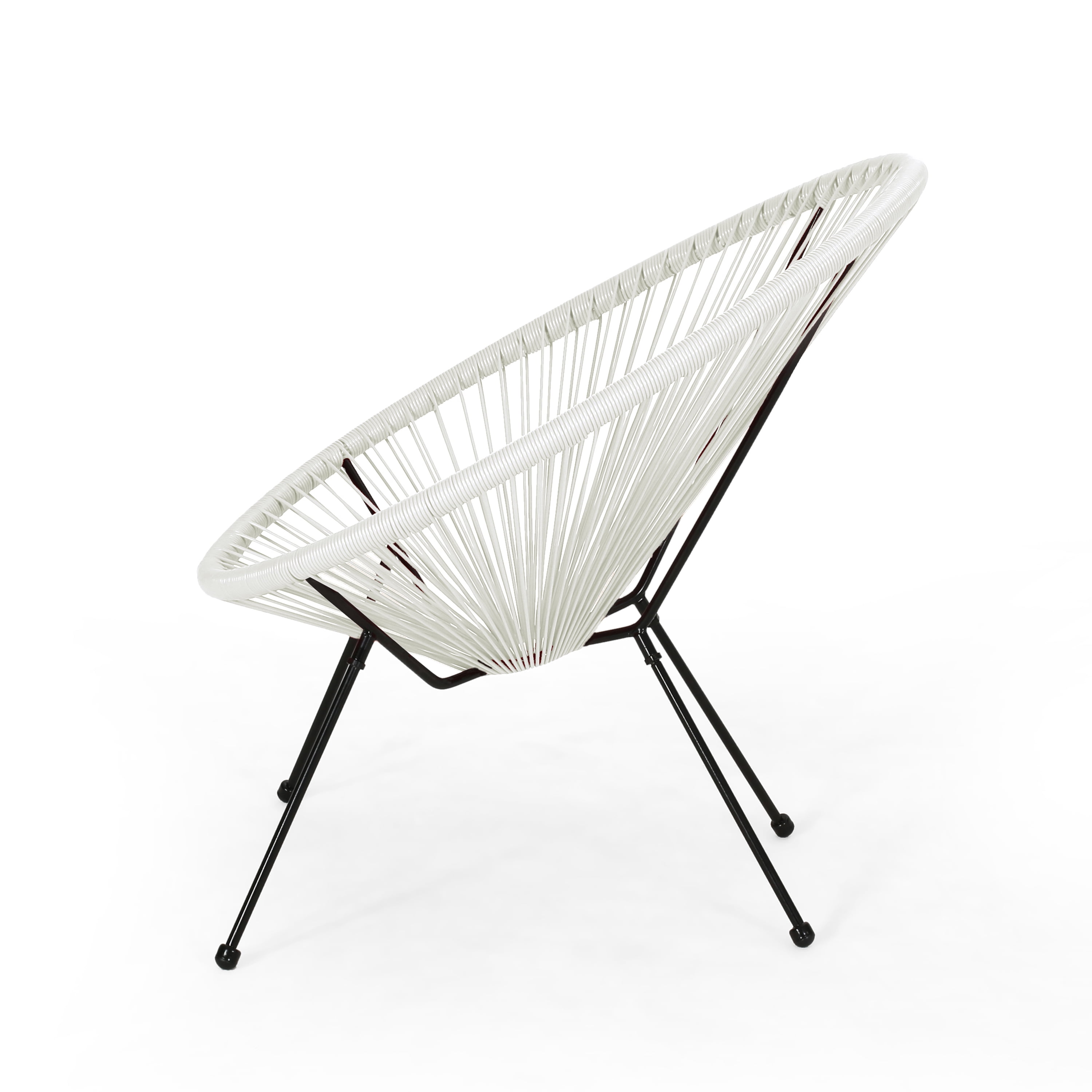 Euroco Rattan Patio Chairs Set of 2,Outdoor Woven Basket Club Chairs with Metal Frame for Living room Backyard Garden,All-weather Wicker,White