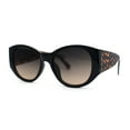thumbnail image 1 of Lunettes de Soleil Oeil de Chat en Plastique Chic à Monture Ronde Épaisse Oversize pour Femmes Noir Écaille Brun Fumée, 1 of 4