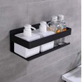 thumbnail image 2 of Estante de ducha autoadhesivo de acero inoxidable SUS304 sin perforaciones HomeHeng, color negro mate, para baño, 30 cm, 2 of 4