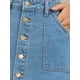 thumbnail image 5 of Falda de Mezclilla para Mujer INSPIRE CHIC con Botón, Bordes Deshilachados, Longitud a la Rodilla, Casual, Talla S, Azul, 5 of 6