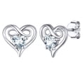 thumbnail image 1 of Pendientes Silvora Dainty con piedras preciosas para mujer, plata de ley, corazón infinito, regalo de joyería para cumpleaños o Navidad, 1 of 7