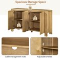 thumbnail image 6 of 59'' Buffet Cabinet with Storage, 4-Door Retro Kitchen Sideboard with Adjustable Shelves, Solid Wood Console Table for Living Room, Natural, 6 of 7