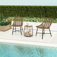 thumbnail image 4 of Costway Ensemble de Mobilier d'Extérieur 3 Pcs avec Niche pour Animal et Cadre en Métal Robuste Brun, 4 of 10