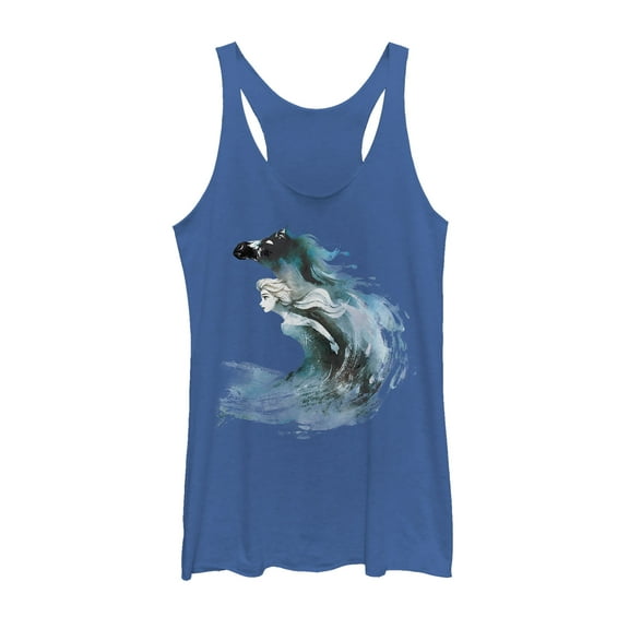 Women's Frozen 2 Elsa Horse Water Spirit Racerback Tank Top Royal Blue Heather Small