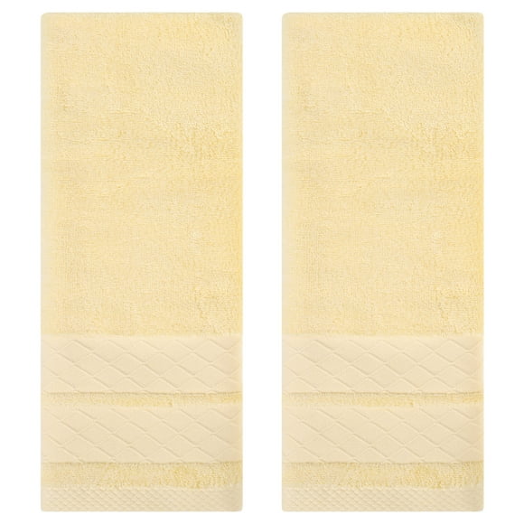 REGALWOVEN Cotton Soft Decorative Hand Towels, Geometry Pattern Hand Towel for Bathroom, Kitchen, Hotel Cream 2 Piece