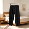 thumbnail image 2 of Liuinsasek Women's Plus Size Pajama Pants Casual Solid Color Stretchy Cropped Pants Lightweight Simple Comforty Lounge Pants for Summer, 2 of 5