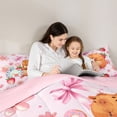 thumbnail image 4 of Erosebridal Capybara Axolotl Kid Bedding Comforter Set, Bow Flower Strawberry King Bedding Sets, Pink, 7 Pieces, 4 of 7