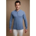 thumbnail image 5 of Men's Cottonique M17776 Latex Free Organic Cotton Long Sleeve Henley Shirt (Smoke Blue M), 5 of 5