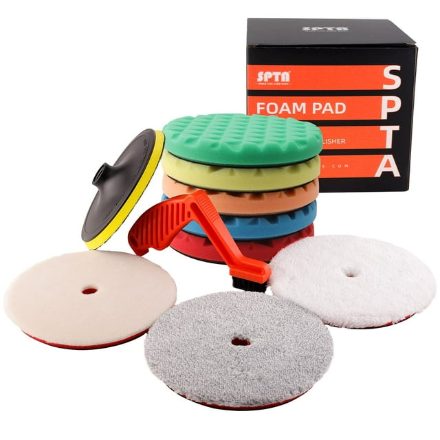 Kit de almohadillas de pulido SPTA de 10 piezas de 7 pulgadas con placa trasera para coche
