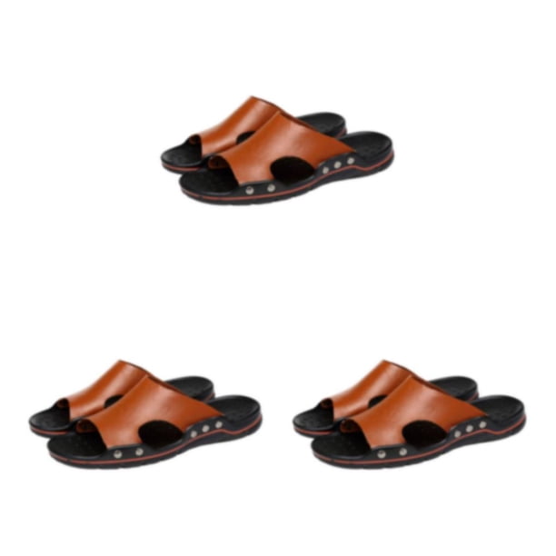 Qarigey Pantuflas Cuero Hombre Zapatos Casuales Sandalias Antideslizantes Paseo Playa Type1 NO1