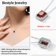 thumbnail image 5 of Bestyle Pure 925 Sterling Silver Pendant Necklace Square Cut Crystal Birthstone Necklaces July Purple Red Ruby Valentins Day Birthday Gift, 5 of 8