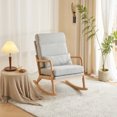 thumbnail image 6 of Ktaxon Mid Century Rocking Nursery Chair Solid Wood Frame Accent Chair, Line fabric Upholstered Glider Rocker Modern Padded Armchair with Lumbar Pillow Light Gray, 6 of 17