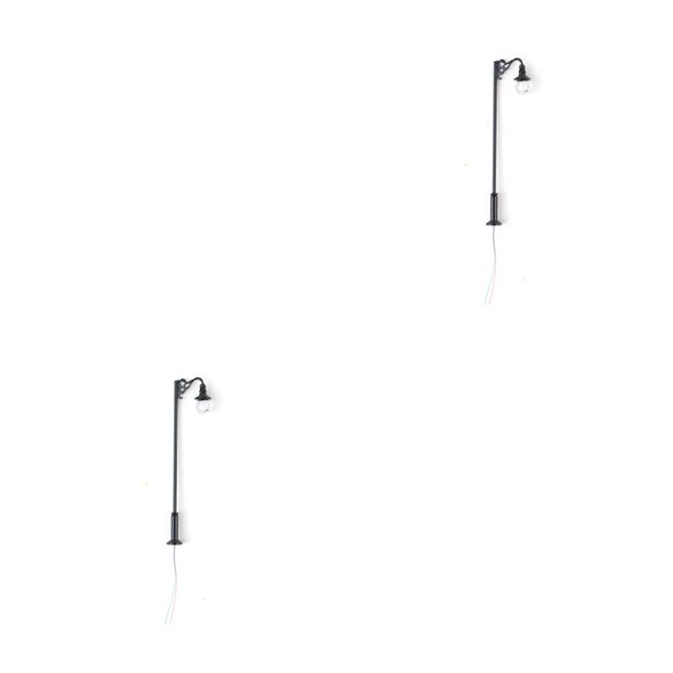 Farola Modelo Matsuzay Decoraciones LED Ferrocarril Luz Artesanía Pista Lámpara 2piezas Negro (luz blanca)