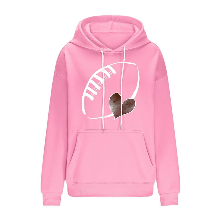 Fanxing Womens Plus Sweatshirts & Hoodies FootBall Heart Graphic
