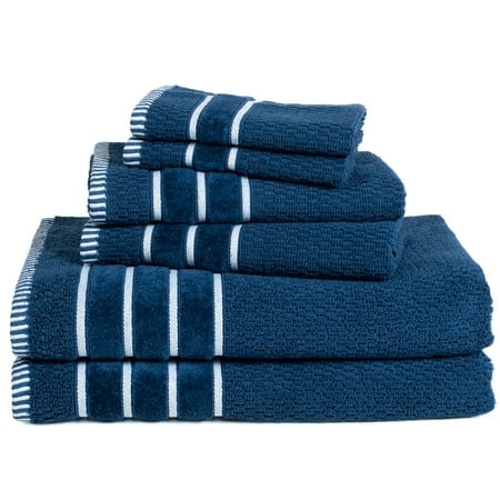 Bedford Home Ensemble de Serviettes 6 Pcs en Coton Tissé Riz 100 % - Marine