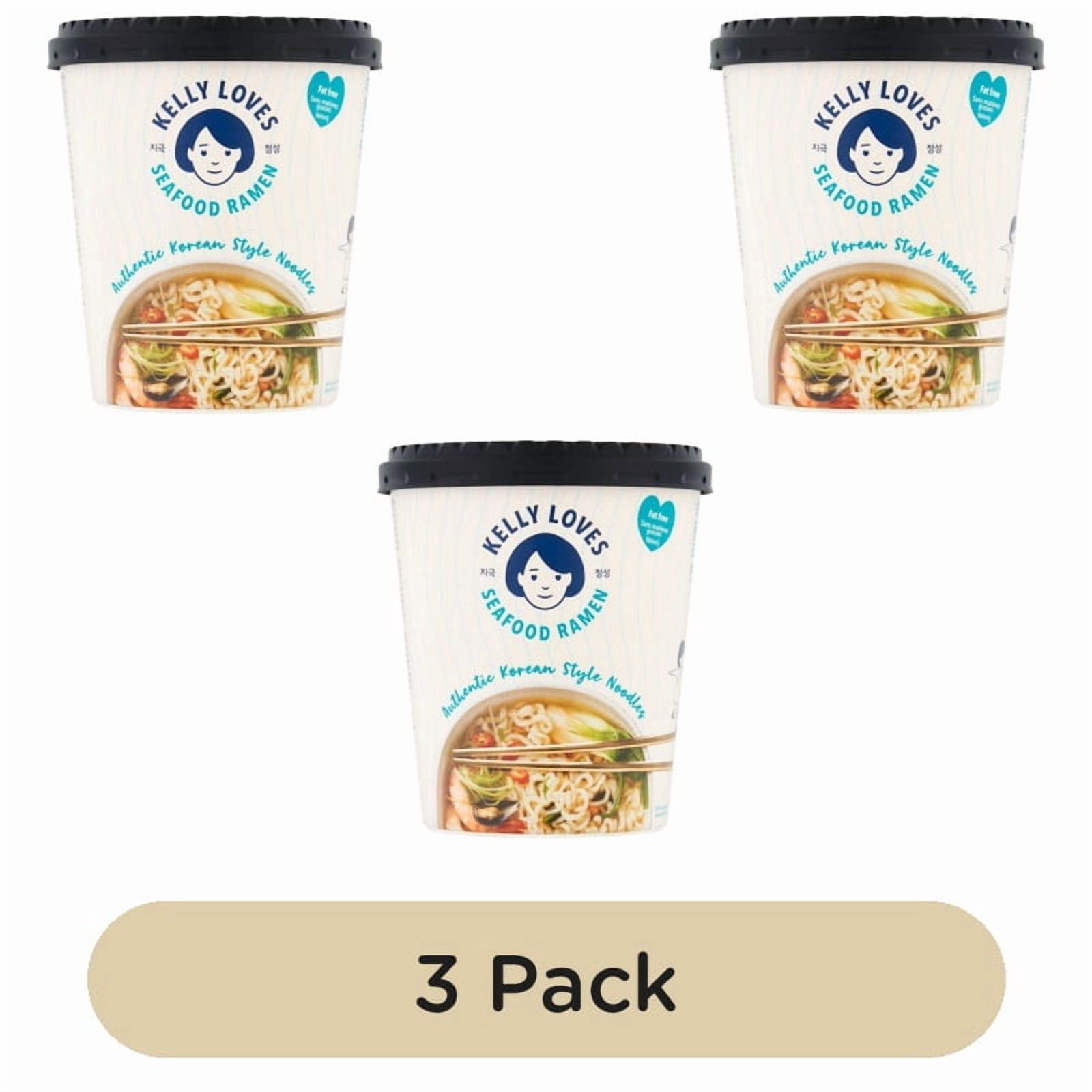 Kelly Loves Korean Seafood Ramen Noodles 168g, British Import (Pack of 3)