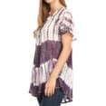 thumbnail image 3 of Sakkas Donna Women's Casual Lace Short Sleeve Tie Dye Corset Loose Top Blouse - 19202-Violet - Plus Size, 3 of 5