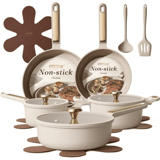 Tasty Clean Ceramic 24 Piece Non-Stick Aluminum Cookware Set, Red