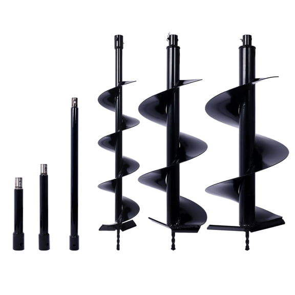 3-in-1 Auger Drill Bit Set 6 10 12 Inch with Extension Rods for Planting Bulbs and Digging Post Holes