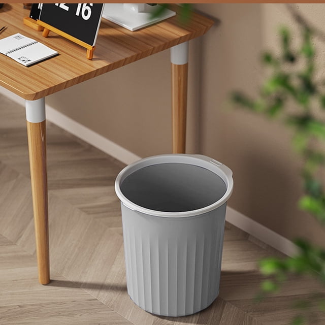Basurero pequeño y delgado para baño y cocina | Cesto de basura de plástico de 6.5 galones con aro de presión | Diseño sin tapa para baño de dormitorio y oficina | Blanco o gris