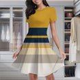 thumbnail image 2 of Abstract Mustard Navy Stripes Art Women's Classic Swing Skater Dress Casual Work Party Cocktail Dresses, 2 of 6