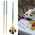 thumbnail image 4 of Reusable Utensils Set,   Travel Utensils Set Portable  For Families For Hotels Green Gold, 4 of 8