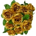thumbnail image 5 of Dytern Xmas 1 Bunch Artificial Roses Flowers Lifelike Fake Rose 10 Heads Rose Bouquet Wedding Decoration, 5 of 10
