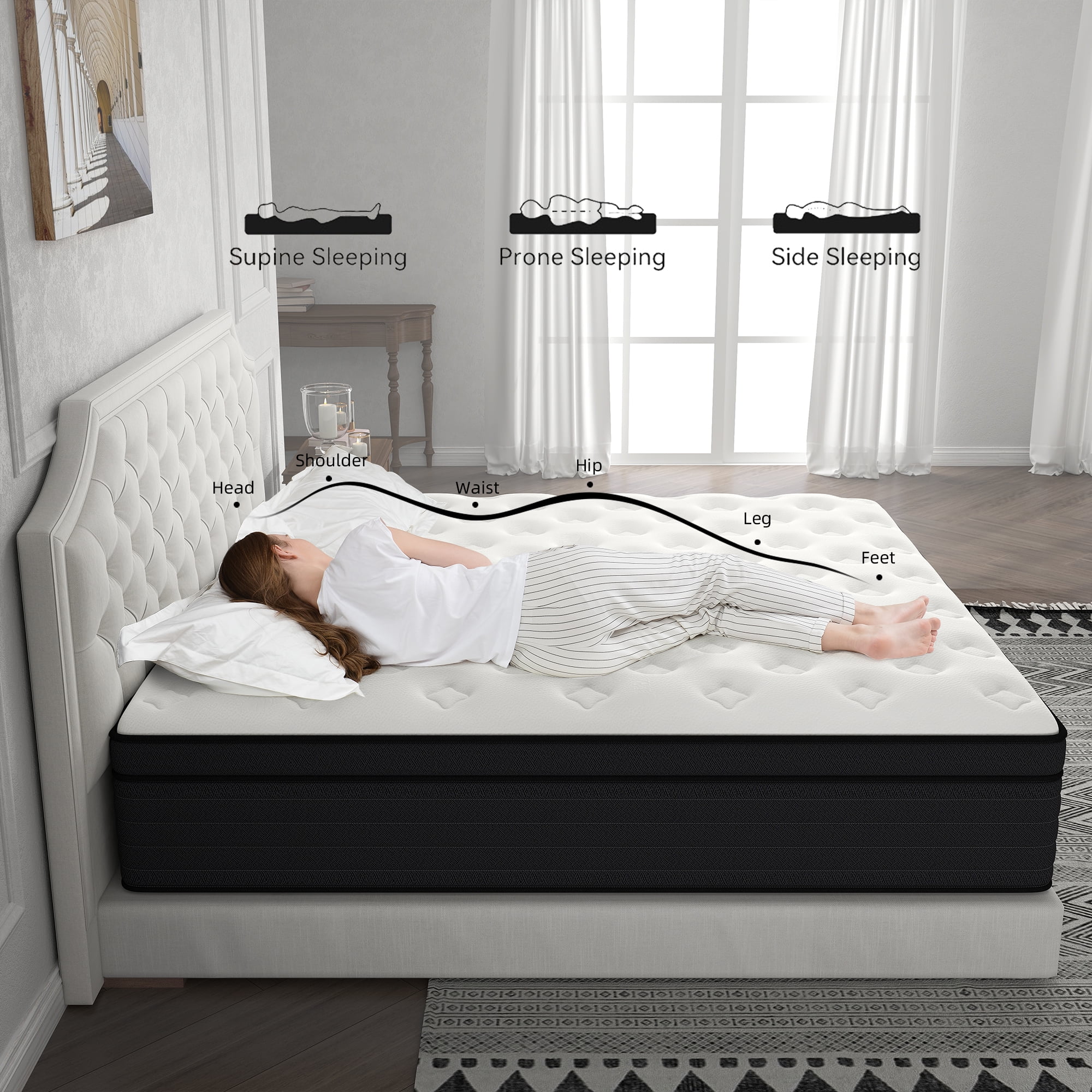 Kviwasha 8 inch Twin Size mattress, Medium Hybrid Innerspring Mattress in a Box, Supportive & Pressure Relief, Adult