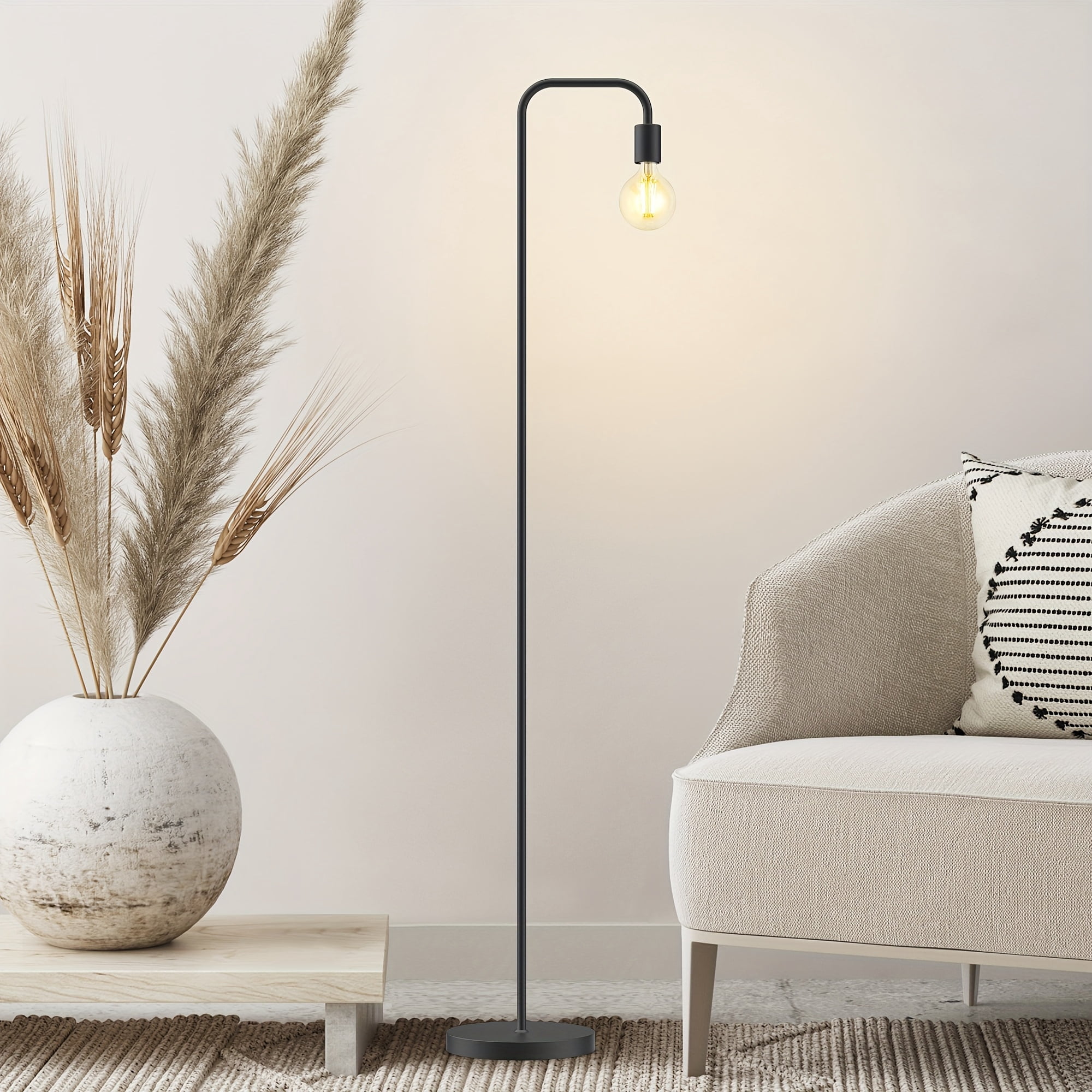Industrial Standing Arched Floor Lamp And Bulb Included, For Living Room And Bedroom