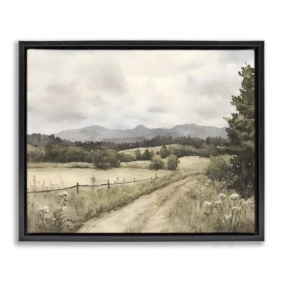 Stupell Industries Muted Meadow Lane Black Framed Floater Canvas Wall Art, design by Riley B